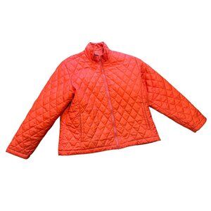 Lands’ End Women’s XL Quilted Jacket – Pumpkin Orange Thermolite‎ Insulation